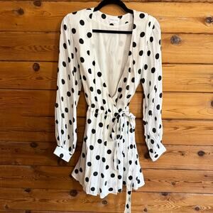 Lovers + Friends Maggie Polka Dot Wrap Mini Dress Small